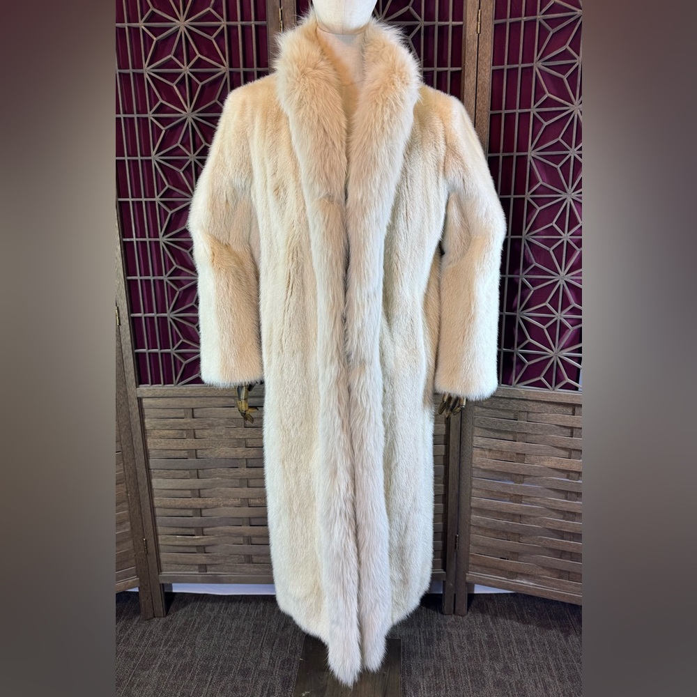 Blonde Mink and Arctic Fox fur full length coat